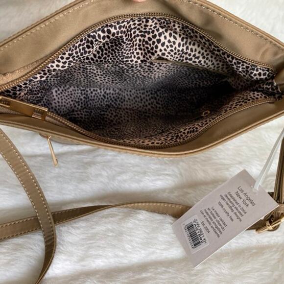 Brand New Alyssa Los Angeles New York Triple Zip Pocket Large Crossbody Brown - Picture 3 of 5